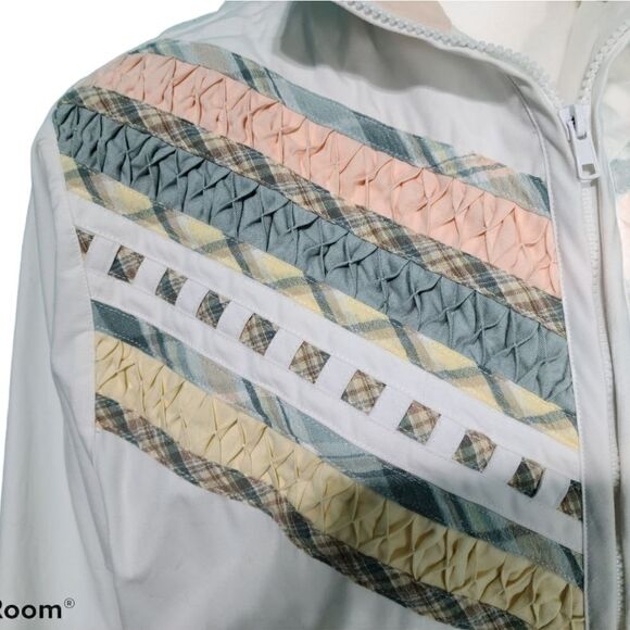 Vintage White Coloful Chevron Windbreaker Jacket S - Picture 3 of 14